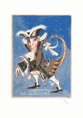 Paolo Fresu - Serigrafie - Lo scorpione - Serigrafia a tiratura limitata con collage di stoffa - cm 35x50 - Galleria Casa d'Arte - Bra (CN)